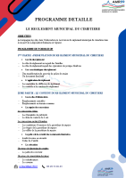 Programme détaillé LE REGLEMENT MUNICIPAL DU CIMETIERE